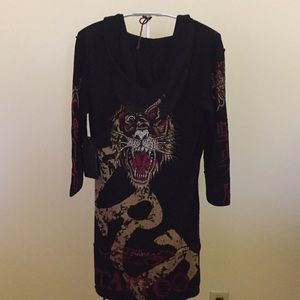 NWT Ed Hardy sweater with crystal beading  small
